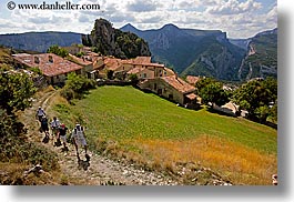 castellane, europe, france, hikers, hilltop, horizontal, provence, scenics, towns, photograph