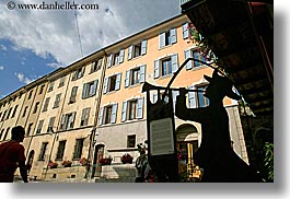 buildings, castellane, europe, france, horizontal, provence, signs, silhouettes, towns, trumpeter, photograph