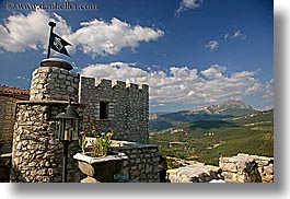 castles, chateau trigance, europe, flags, france, horizontal, materials, nature, provence, scenics, stones, photograph