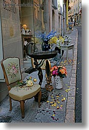 chairs, europe, france, grasse, provence, sidewalks, vertical, photograph