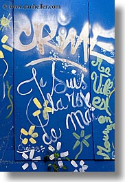 blues, colors, crime, europe, france, graffiti, grasse, provence, vertical, photograph