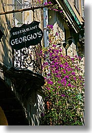 buildings, europe, flowers, france, georgio, grasse, nature, provence, restaurants, signs, structures, vertical, photograph