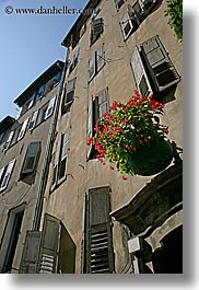 buildings, europe, flowers, france, grasse, hangings, nature, provence, structures, vertical, photograph