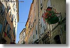 buildings, europe, flowers, france, grasse, hangings, horizontal, nature, provence, structures, photograph