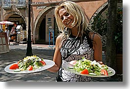 blonds, emotions, europe, france, grasse, happy, horizontal, people, provence, salad, serving, sexy, womens, photograph