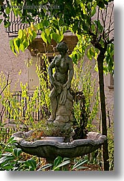 colors, europe, fountains, france, green, hotel des messugues, nature, plants, provence, statues, trees, venus, vertical, photograph