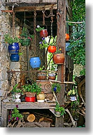 colorful, colors, europe, france, hangings, plants, potted, provence, vertical, photograph