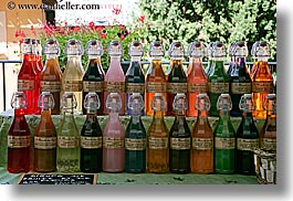 bottles, colorful, colors, europe, foods, france, horizontal, moustiers, provence, st marie, syrup, photograph