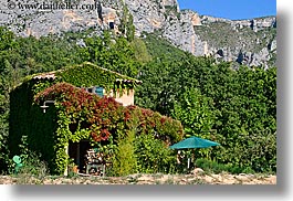 covered, europe, france, horizontal, houses, ivy, moustiers, provence, scenics, st marie, photograph