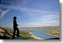 aerials, blues, colors, europe, france, hikers, horizontal, lakes, people, perspective, provence, scenics, silhouettes, womens, photograph