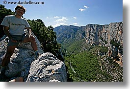 canyons, cliffs, europe, france, hikers, horizontal, men, mountains, nature, nicos, people, provence, scenics, photograph