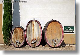 casks, europe, foods, france, horizontal, irises, oval, provence, seillans, threes, valley, wine barrel, photograph