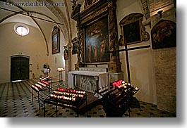 candles, churches, europe, france, horizontal, paintings, provence, st paul, photograph