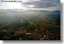 europe, fog, foggy, france, hills, horizontal, nature, provence, scenics, towns, trigance, valley, photograph