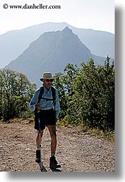 clothes, europe, france, frank, groups, hats, hikers, hiking, men, mountains, nature, people, provence, senior citizen, sunglasses, sunny frank dicum, vertical, photograph