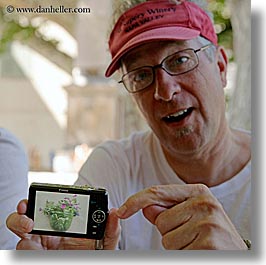 artists, cameras, clothes, colors, europe, france, glasses, groups, hats, men, people, photographers, provence, red, screen, square format, tom, tom diane smith, views, photograph