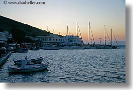 amorgos, boats, europe, greece, harbor, horizontal, sunsets, photograph