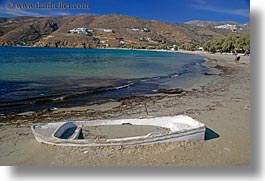 amorgos, boats, buried, europe, greece, horizontal, sand, white, photograph