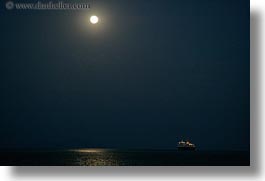 amorgos, boats, europe, ferry, full moon, greece, horizontal, nature, nite, ocean, transportation, water, photograph