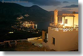 amorgos, buildings, europe, greece, harbor, horizontal, houses, long exposure, nite, views, photograph