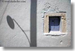 amorgos, doors & windows, europe, greece, horizontal, lights, poles, purple, shadows, white wash, windows, photograph