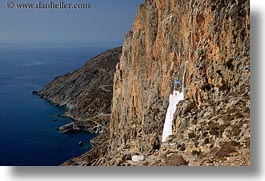 amorgos, cliffs, europe, greece, horizontal, hozoviotissa monastery, monatery, mountains, nature, ocean, water, white wash, photograph