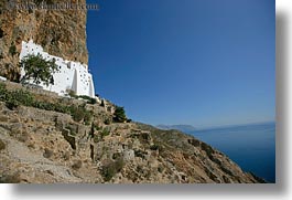 amorgos, cliffs, europe, greece, horizontal, hozoviotissa monastery, monatery, mountains, nature, ocean, water, white wash, photograph