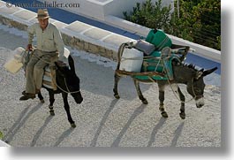amorgos, donkeys, europe, greece, horizontal, men, people, riding, photograph