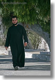 amorgos, europe, greece, people, priests, vertical, walking, photograph