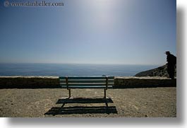 amorgos, benches, europe, greece, horizontal, ocean, people, scenics, photograph