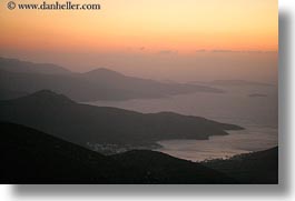 amorgos, bay, europe, greece, haze, hazy, horizontal, scenics, sunsets, photograph