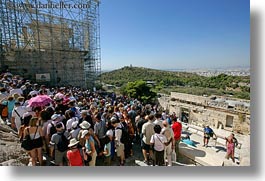 acropolis, athens, crowds, europe, greece, horizontal, scaffolding, structures, tourists, photograph