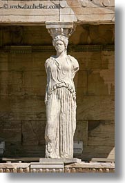 acropolis, athens, caryatids, europe, greece, replica, vertical, photograph