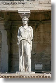 acropolis, athens, caryatids, europe, greece, replica, vertical, photograph