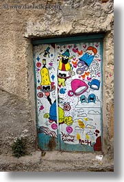 arts, athens, colorful, europe, graffiti, greece, vertical, windows, photograph