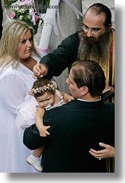 athens, babies, baptism, europe, greece, parents, priests, vertical, photograph