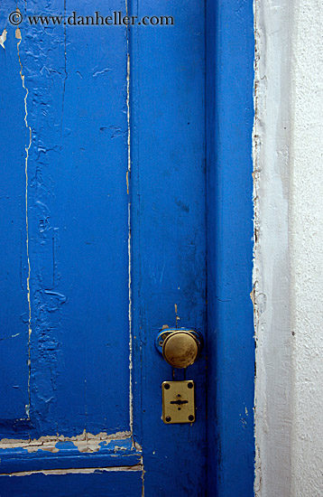 Old Blue Door and Brass Knob