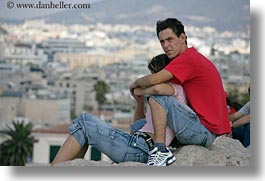 athens, cityscapes, colors, couples, emotions, europe, greece, horizontal, people, red, serious, teenage, photograph