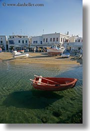 boats, colors, europe, greece, green, mykonos, oranges, shadows, vertical, photograph