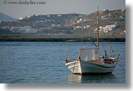 boats, europe, greece, harbor, horizontal, mykonos, white, photograph