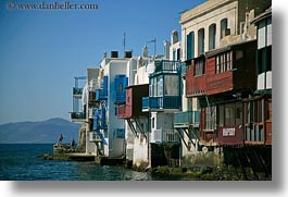 buildings, europe, greece, horizontal, houses, mykonos, waterfront, photograph