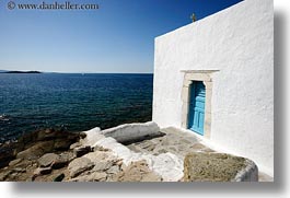 blues, doors, europe, greece, horizontal, mykonos, ocean, walls, white wash, photograph