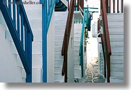 alleys, europe, greece, horizontal, mykonos, narrow, stairs, white wash, photograph