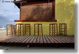 bars, chairs, europe, greece, horizontal, naxos, planks, stools, woods, photograph