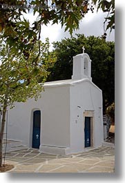churches, europe, greece, naxos, small, trees, vertical, white wash, photograph