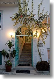 arches, bougainvilleas, doors, doors & windows, entrance, europe, flowers, greece, hotels, nature, naxos, vertical, photograph