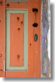 doors & windows, europe, greece, green, naxos, oranges, purple, vertical, woods, photograph