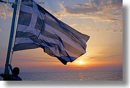 europe, flags, greece, greek, horizontal, naxos, sunrise, photograph