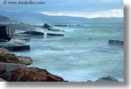 europe, greece, horizontal, misty, naxos, ocean, rocks, slow exposure, photograph