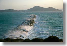 europe, greece, horizontal, naxos, ocean, over, piers, stones, waves, photograph